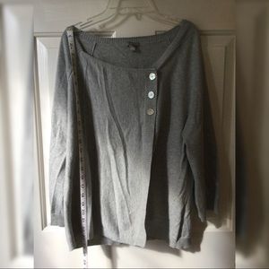 J Jill asymmetrical cardigan sweater, size medium, light gray, cotton & cashmere